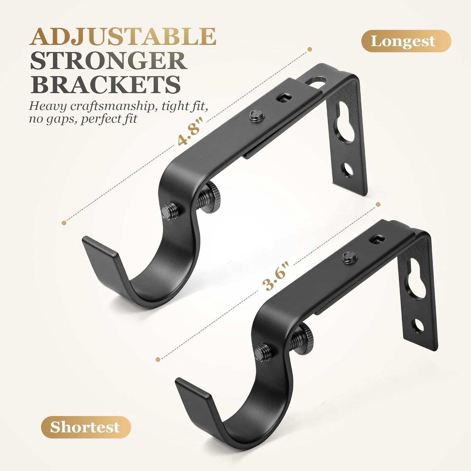 1 Inch Black Curtain Rods Heavy Duty 48 To 84 Inch Standard Decorative Set