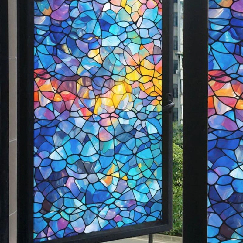 Church Stained Glass Film Frosted Window Sticker Bathroom Office HomeDecor Retro