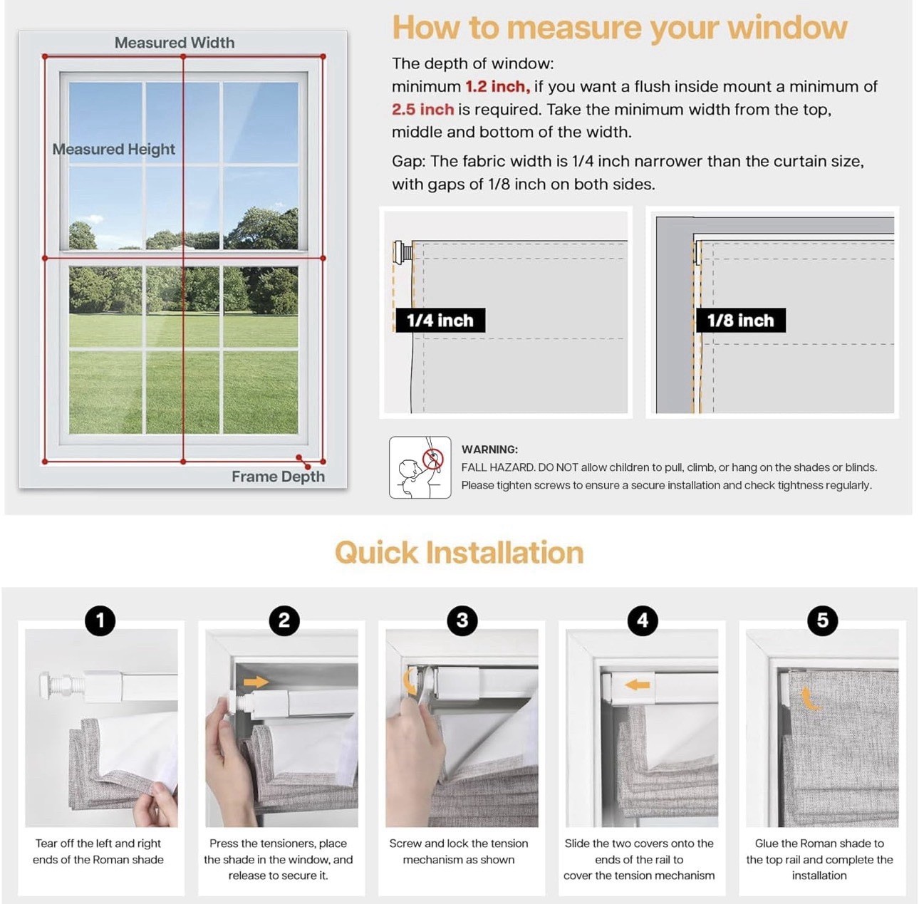 LazBlinds No Drill Cordless Roman Shade 28×64 ￼ Belgium Beige Light Blocking