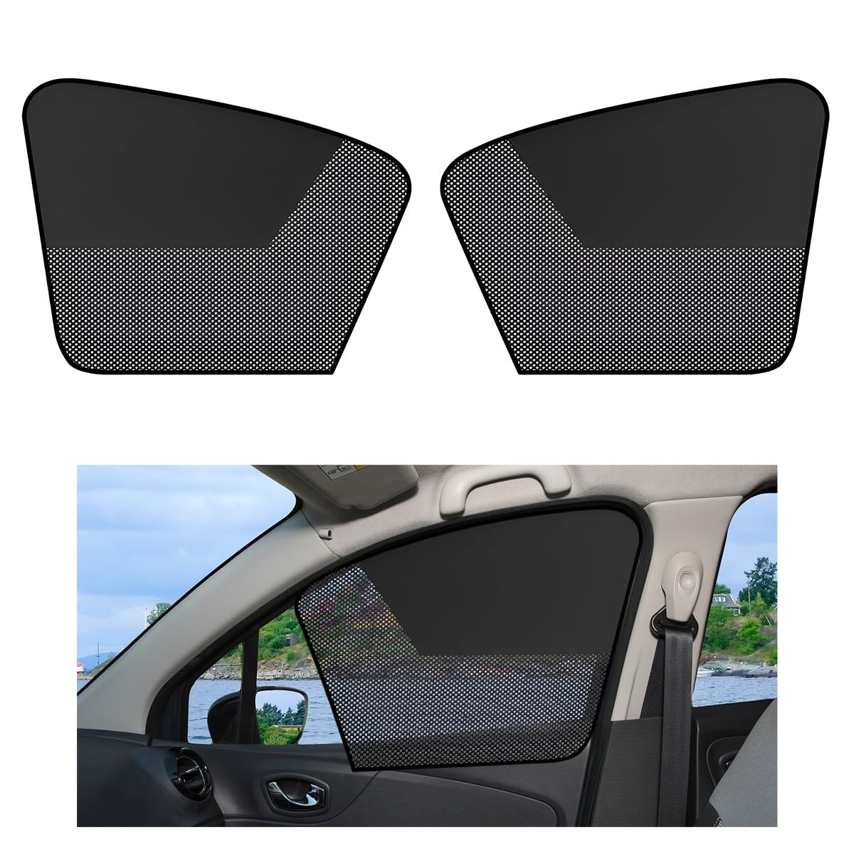 Car Magnetic Window Shades Auto Front Seat Side Window Covers 2PCS Auto Window