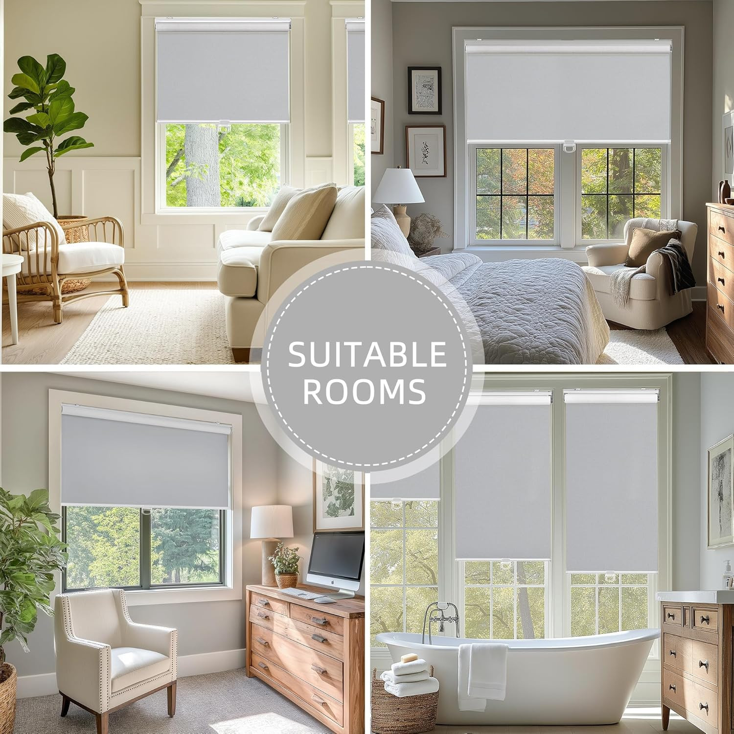 ChrisDowa Cordless Blackout Roller Shades for Windows, Thermal Insulated UV Prot