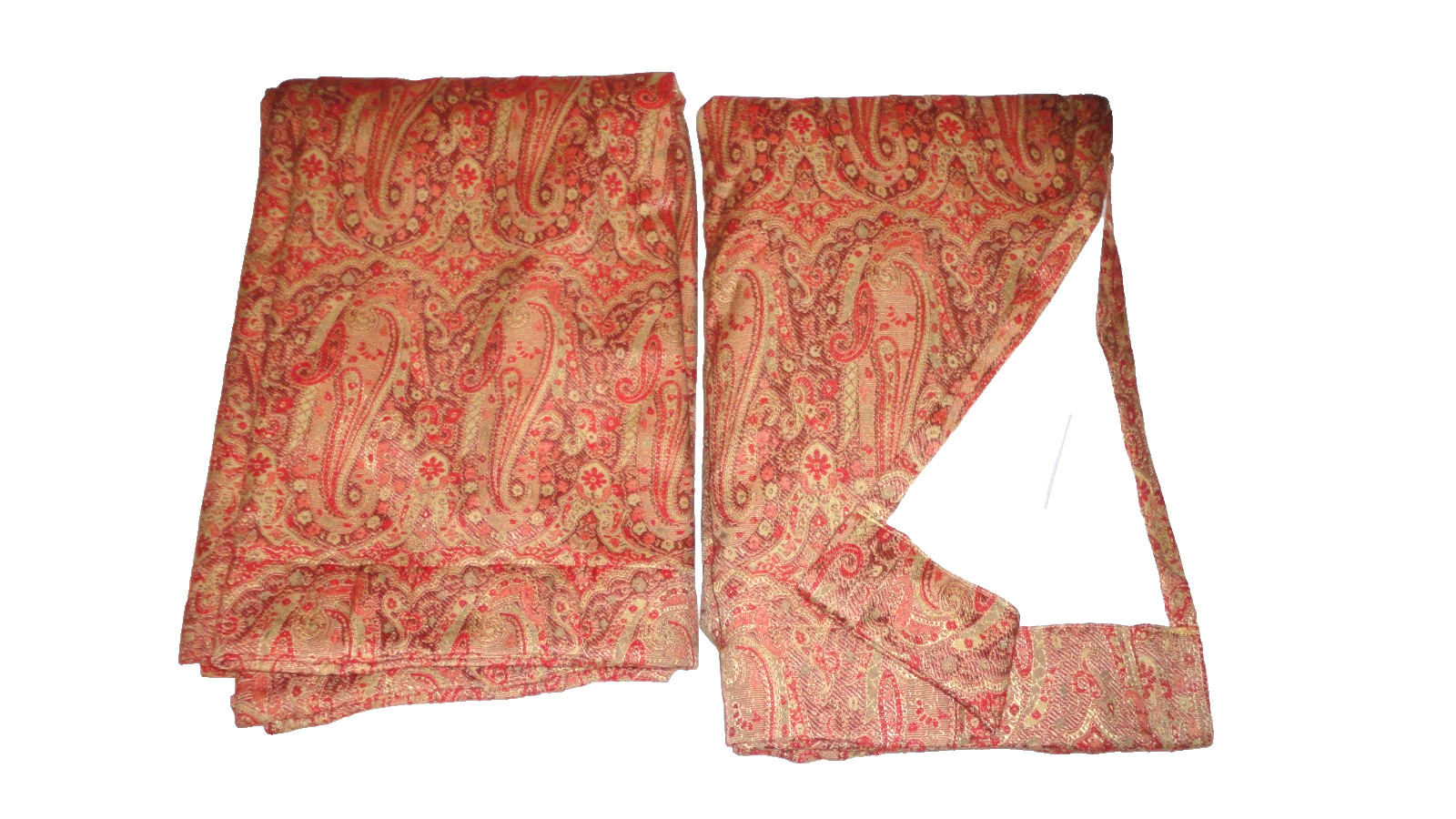 PIER 1 SUTTON WARM RED GOLD PAISLEY (3) Lined Curtain Panels 53×82