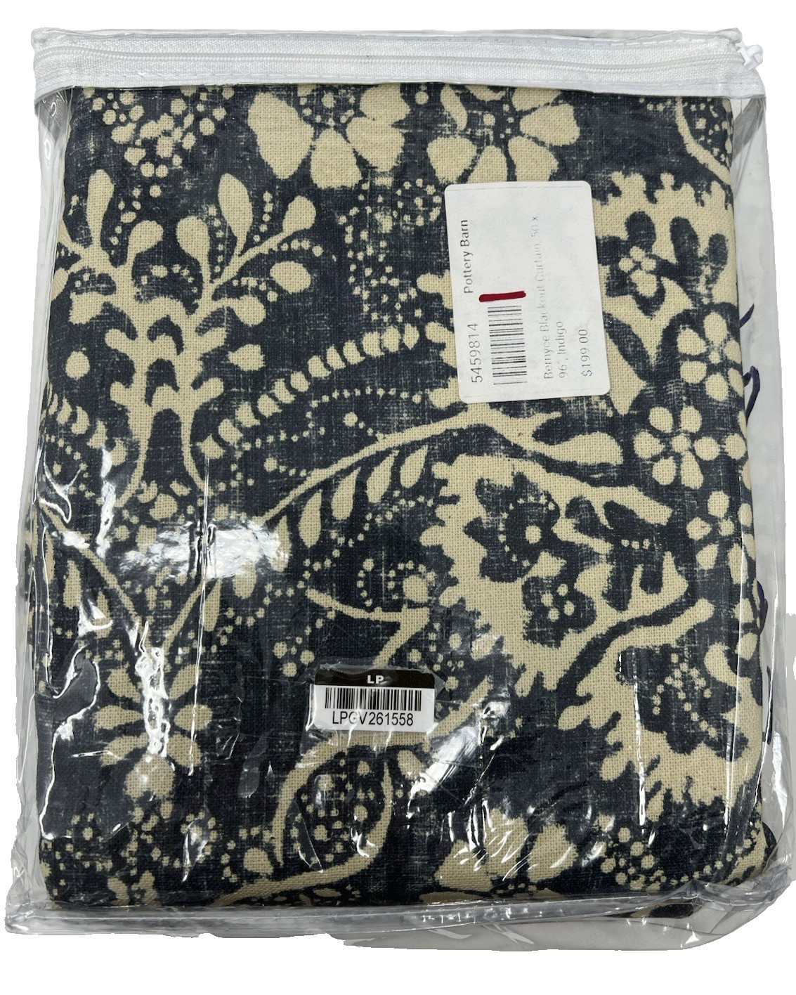 Pottery Barn 2-in-1 Pole Top Bernyce B/O Curtain_50″ x 96″_Indigo / Flax_New_#TJ