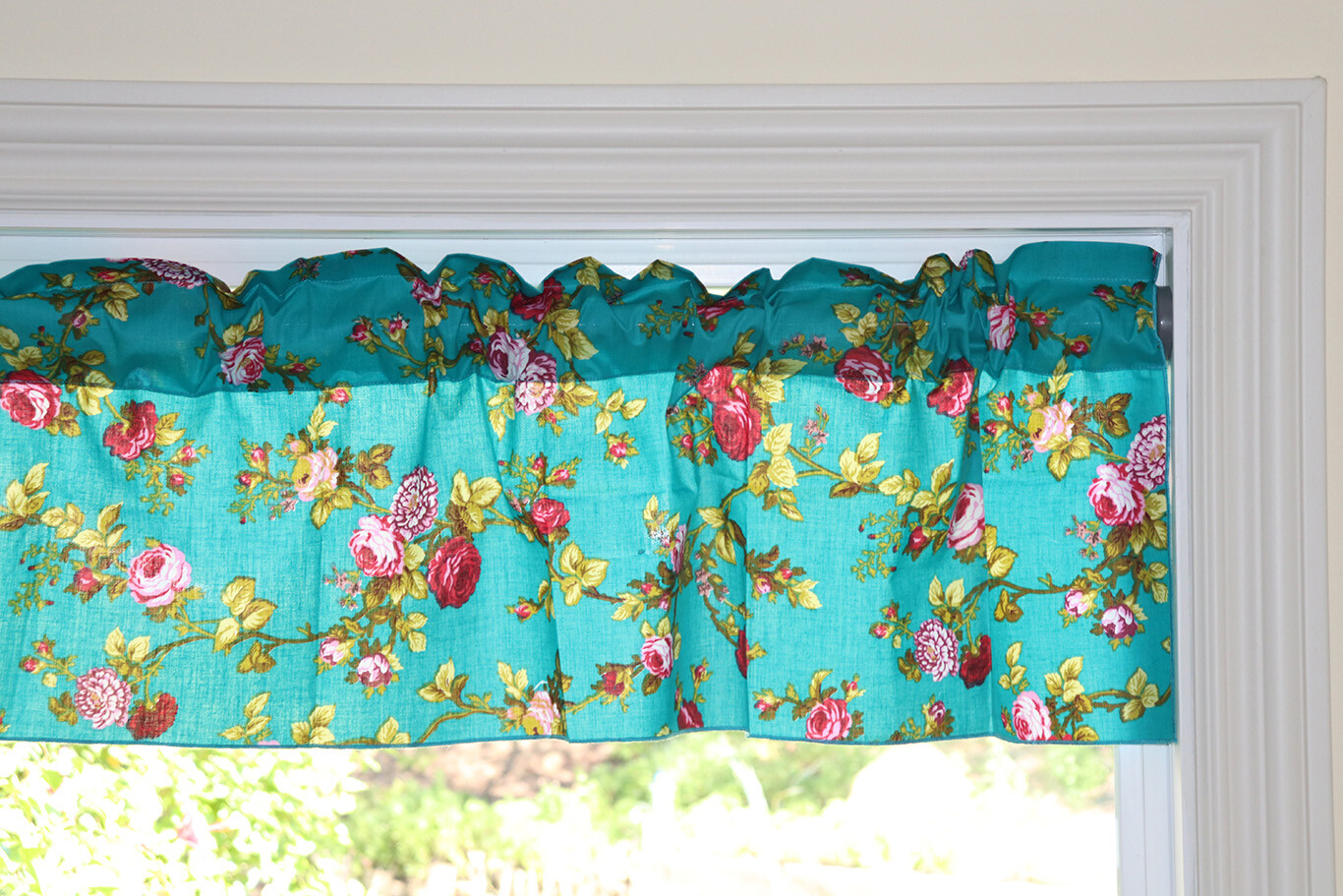 Poly Cotton Vintage Floral Print Kitchen Curtain Valance Window Treatment