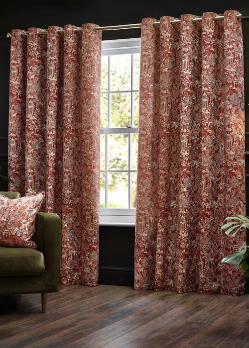 Wylder Tropics Bengal Chenille Eyelet Curtains 168 x 137cm (hw12)