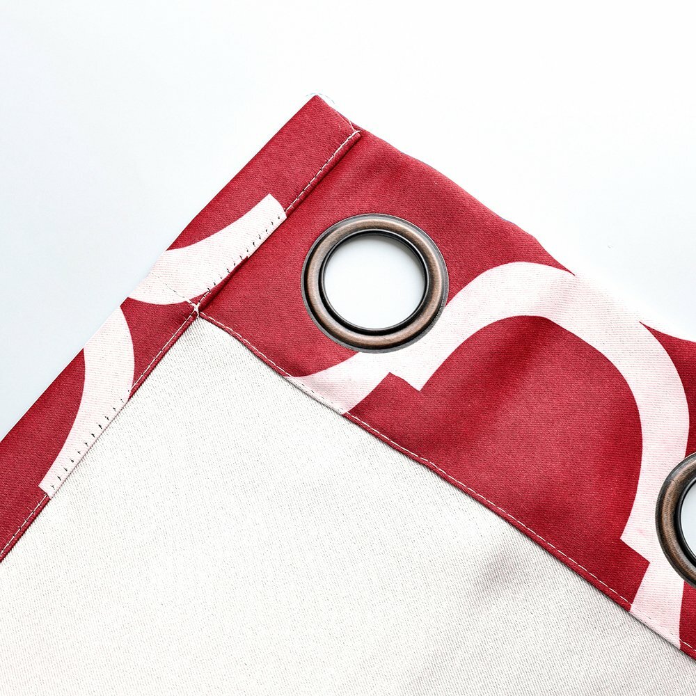 Set 2 Red White Geo Trellis Curtains Panels Drapes 63 84 96 inch L Darkening