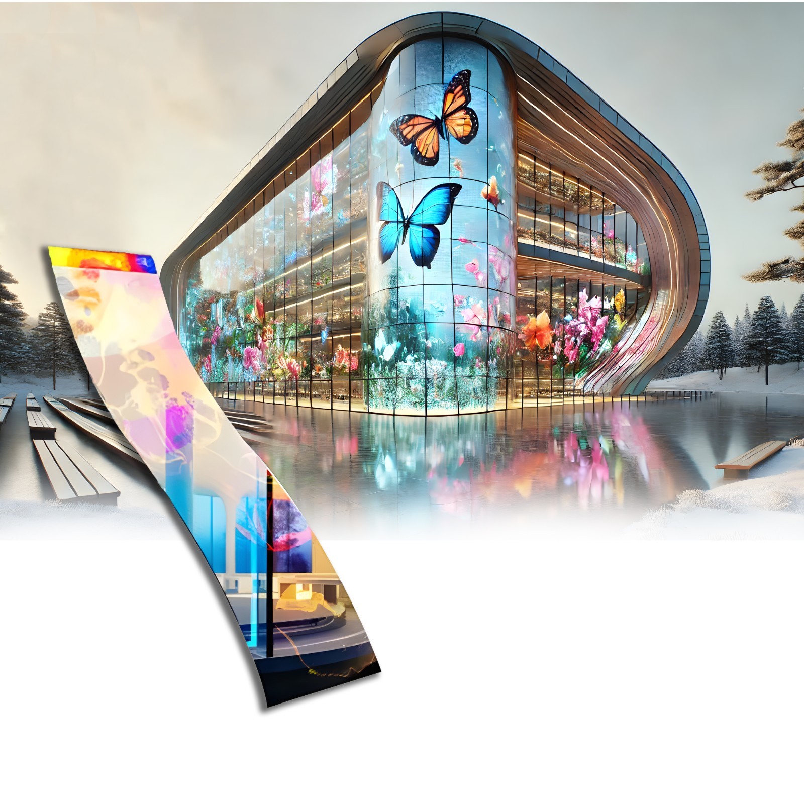 P10 Transparent Flexible LED Film Screen Self Adhesive Retail Window Display