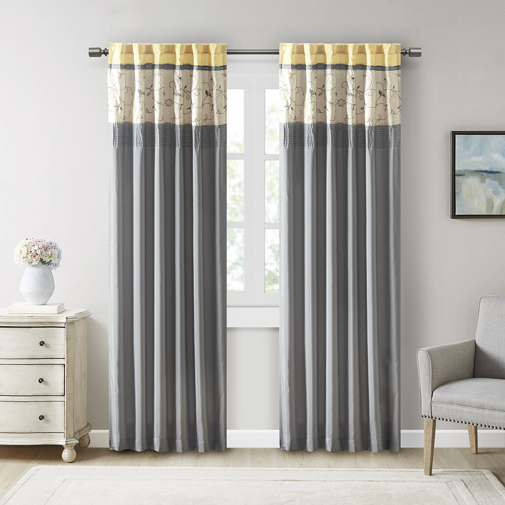 Madison Park Serene Embroidered Curtain Panel 50×84