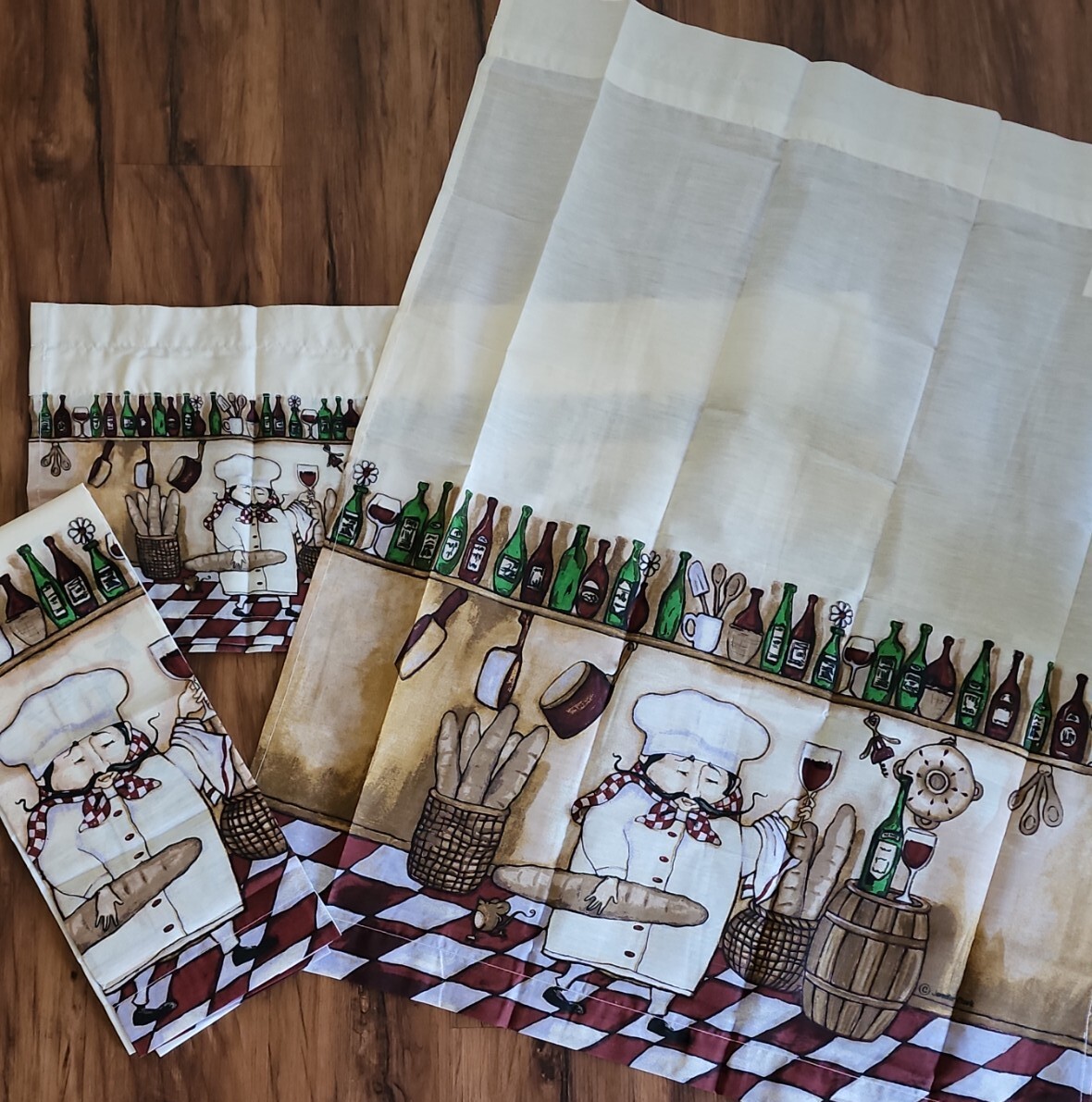 Mainstays Home ~ 3 Pc. Tier & Valance Set ~ Chef Christophe ~ Multicolored
