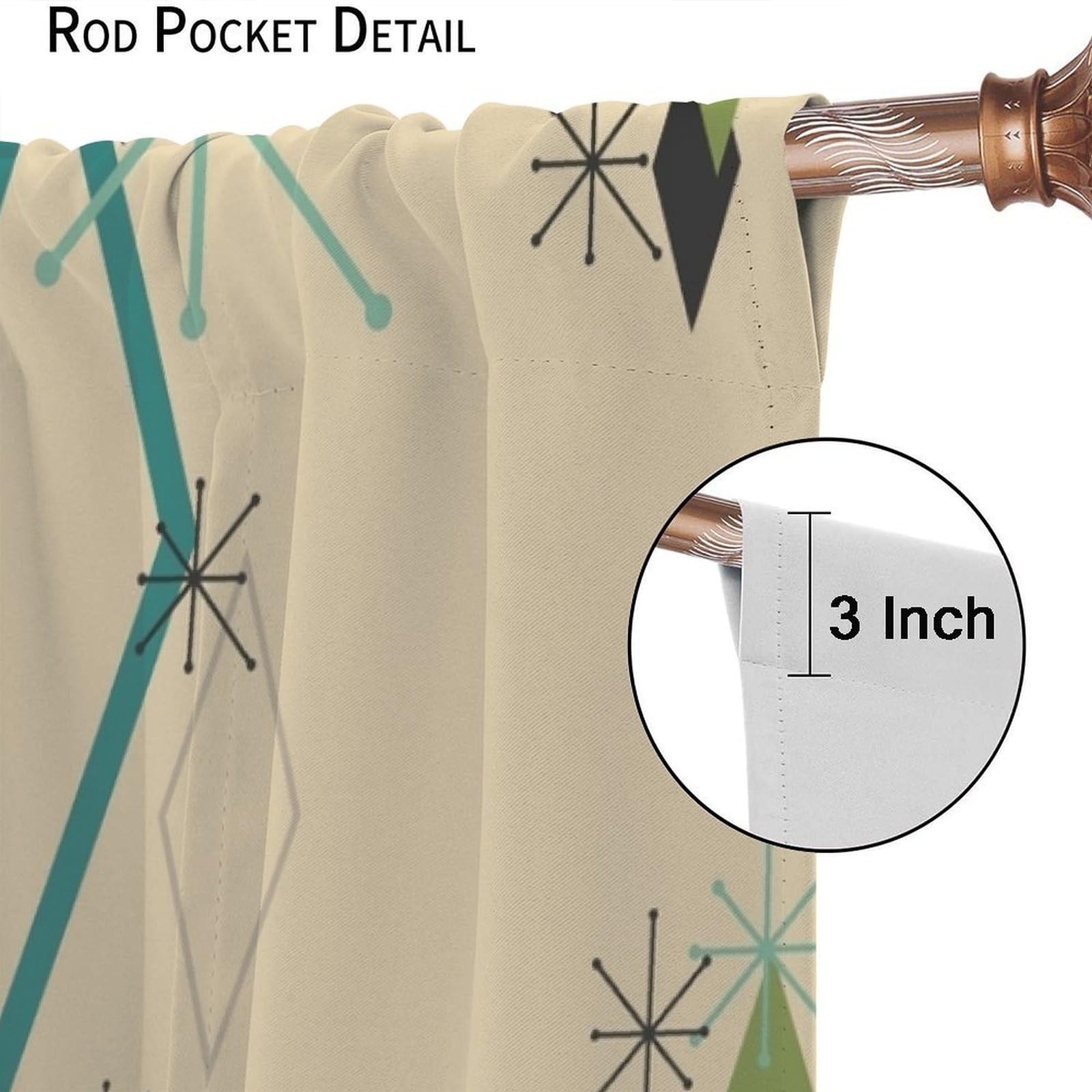 Mid Century Modern Curtains, Abstract Atomic Starburst Geometric Diamond Patt…