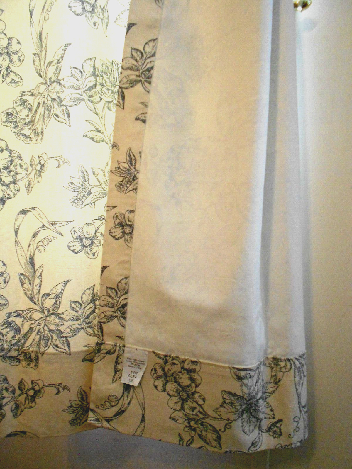 1 PAIR Draperies Waverly style floral USA insulated curtains Pinch Pleat-grey