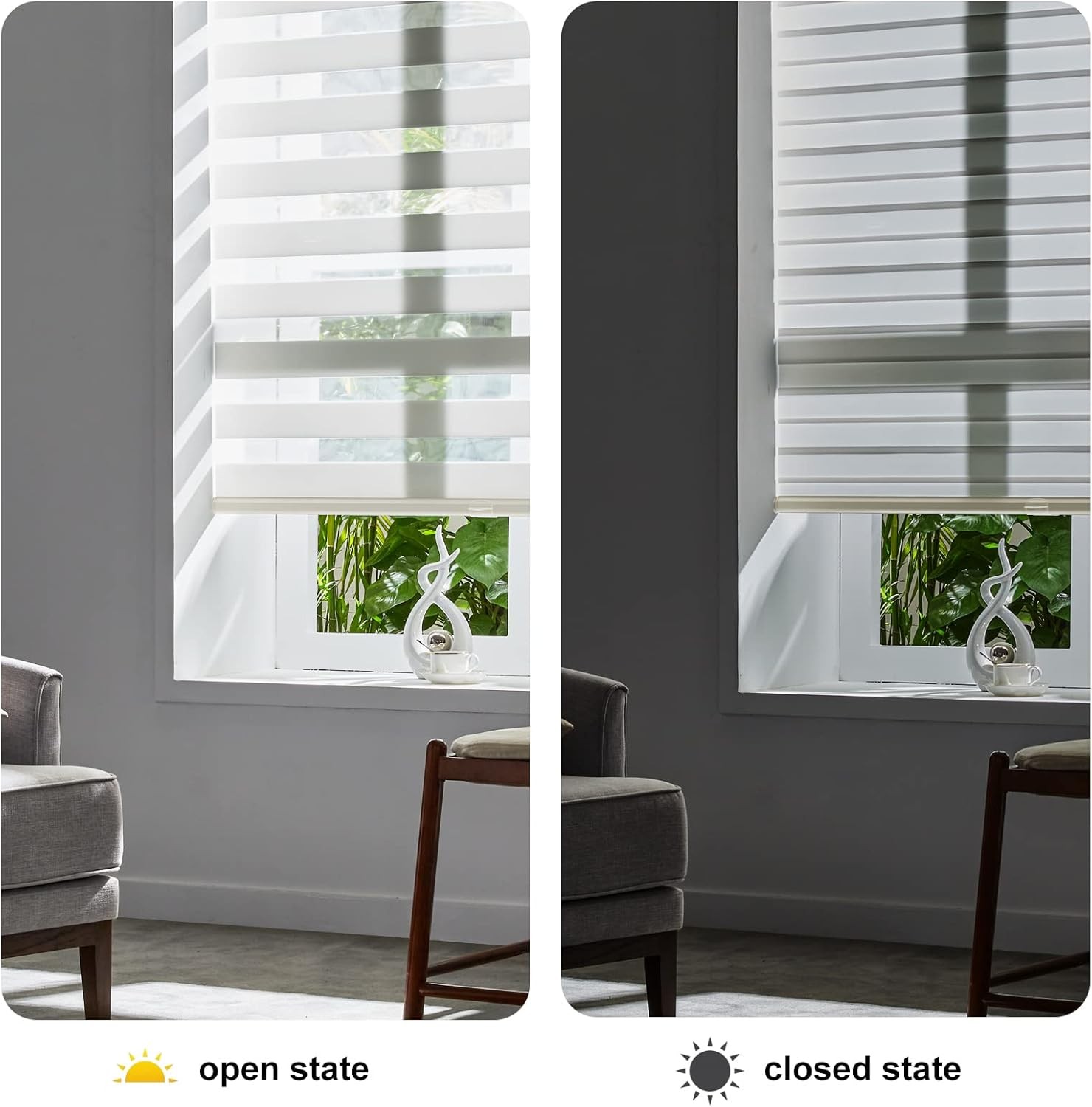Persilux Cordless Zebra Blinds 35×64 Cream Light Filtering Shades #R017