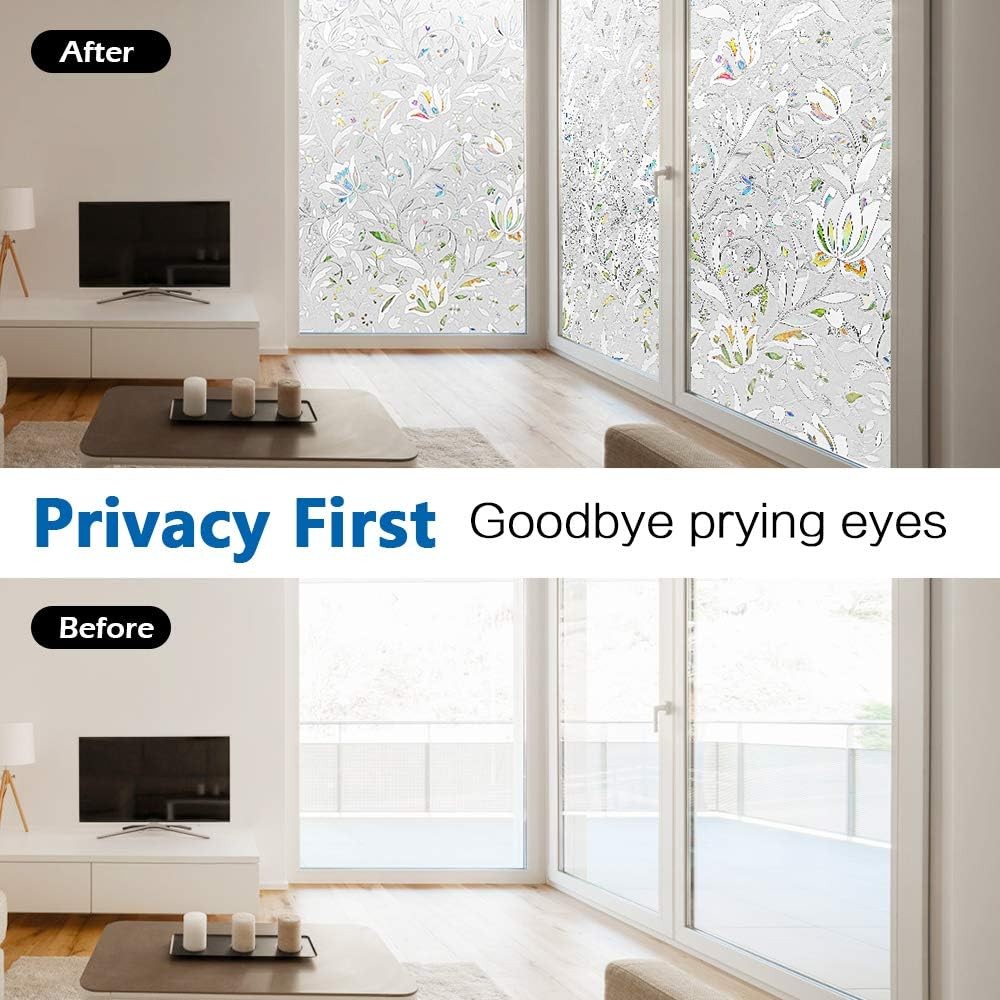 Window Privacy Film, Frosted Removable Glass 17.5" x 78.7", White