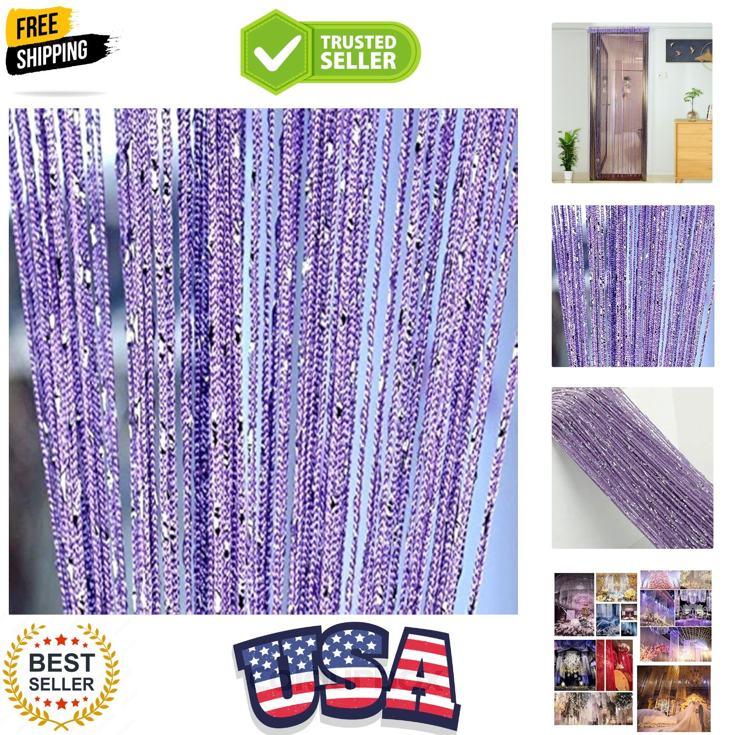 Home Decor Sequin Curtain for Doorway,Door String Curtains, 39×79 inch Hangin…