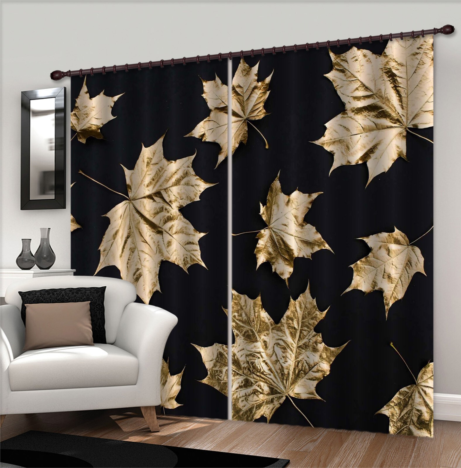 3D Vintage Art Maple Leaf ZHUA083 Photo Curtain Window Blockout Fabric Amy 2023