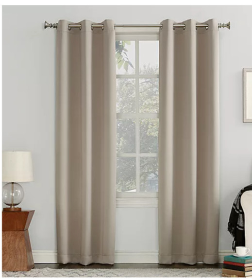 Sun Zero Evan Blackout Grommet Top Single Curtain Panel Stone 40in x 63in