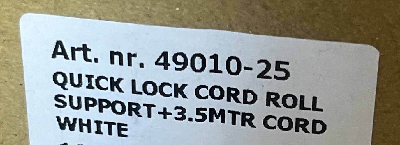Quick Lock Cord Roll Support +3.5mtr Cord White Sold In Sets Of 5