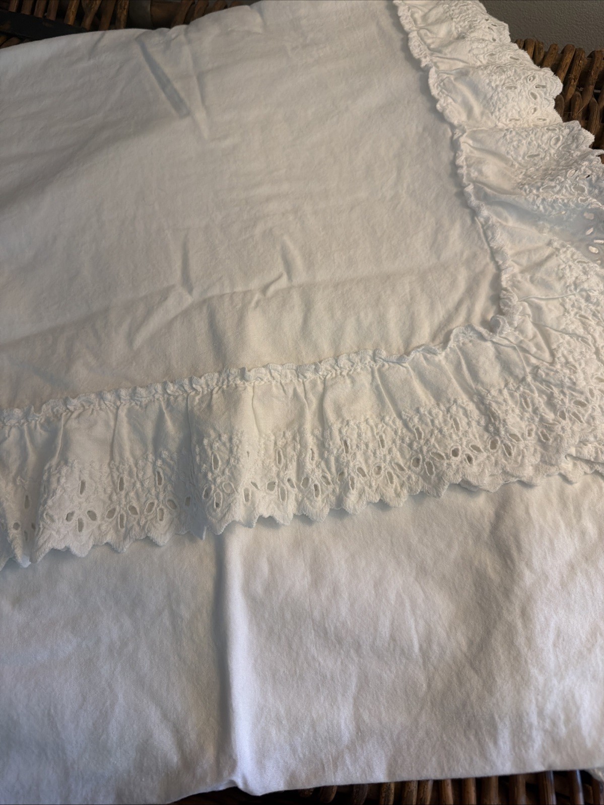 Vintage Waverly Cotton Eyelet Lace 2 Curtains Cottagecore 39 Wide x 75 Long