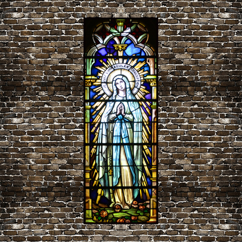 Self-adhesive Window Film Church Stained Glass Sticker Opaque Retro Decorate NEW
