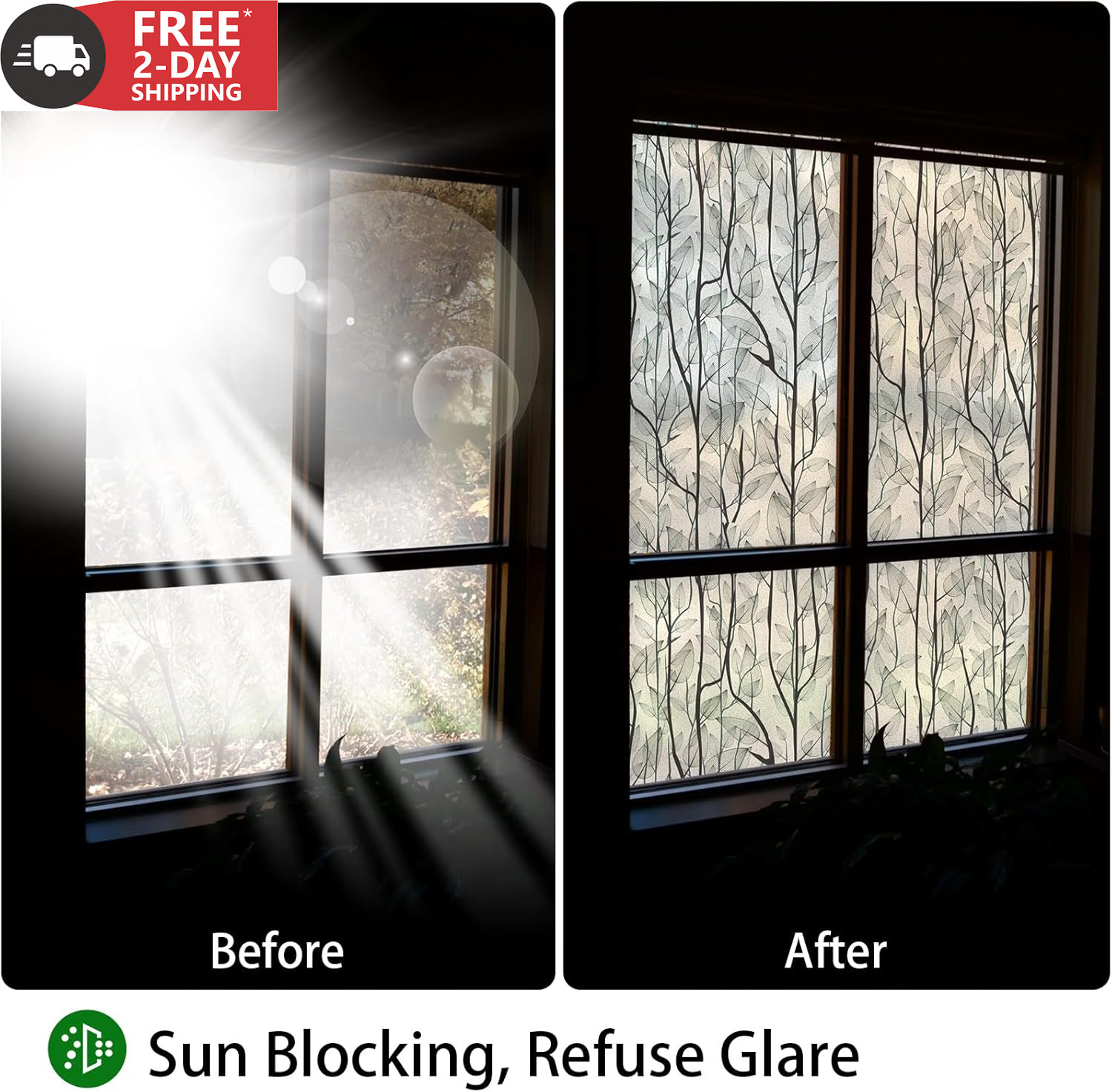 DKTIE Window Film Privacy with Installation Tools, Decorative Stained Glass Wind