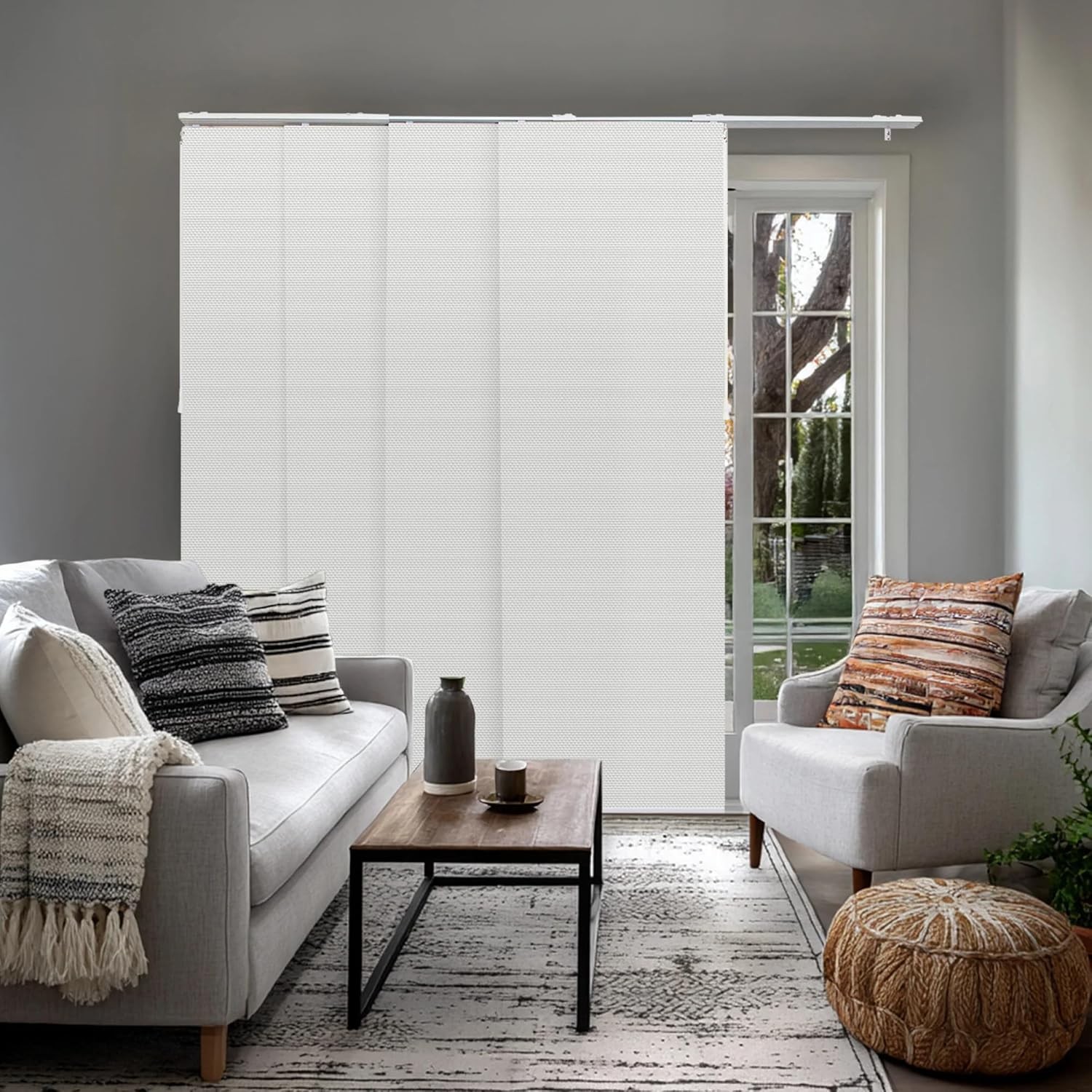 Panel Track Blinds Sliding Glass Door Adjustable Track Patio Entry Large Windows