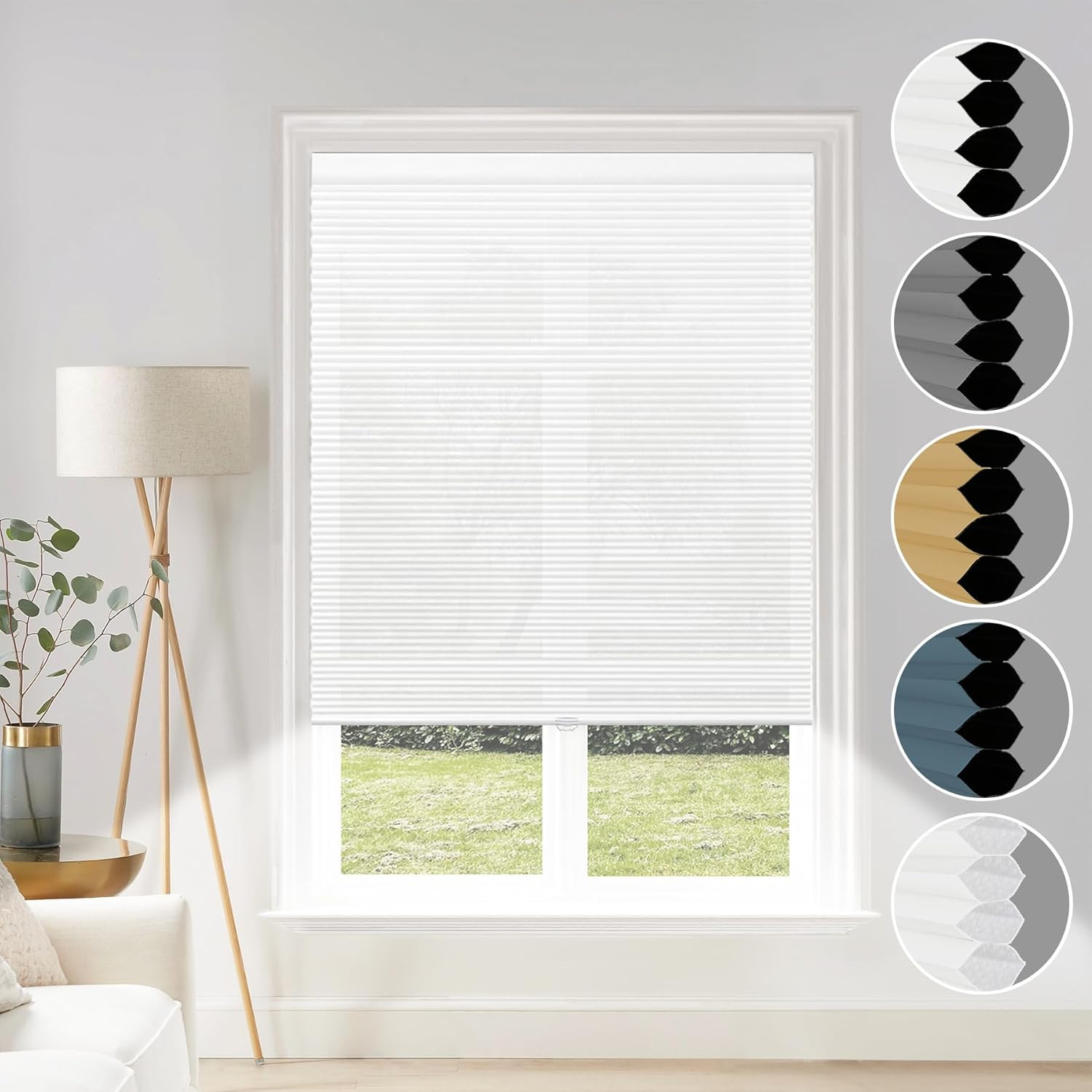 34×64 inch Cordless Light Filtering Blinds Cellular Fabric Shades Honeycomb Door