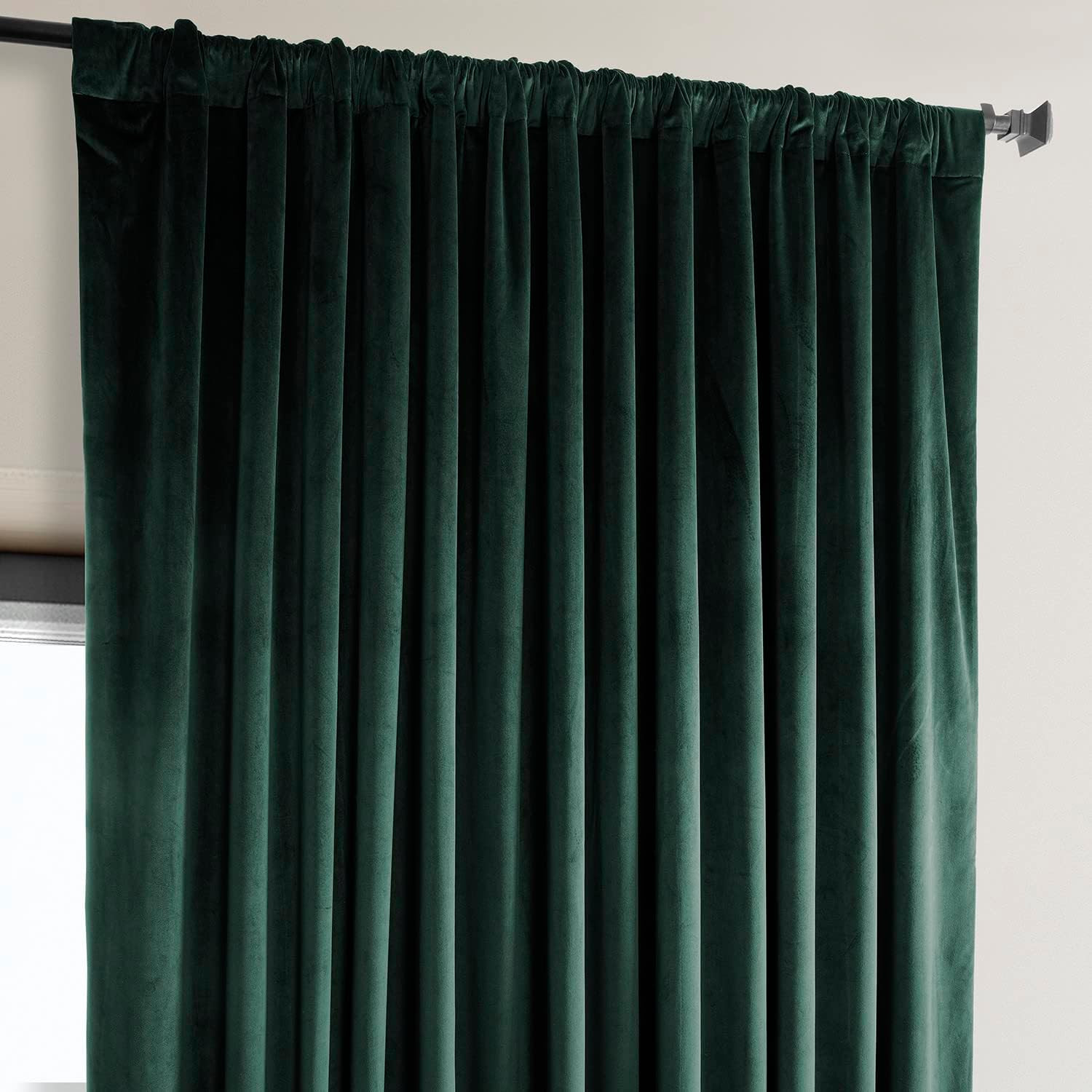 Forest Green Velvet Room Darkening Curtains 96″ Long, 100W x 96L Panel