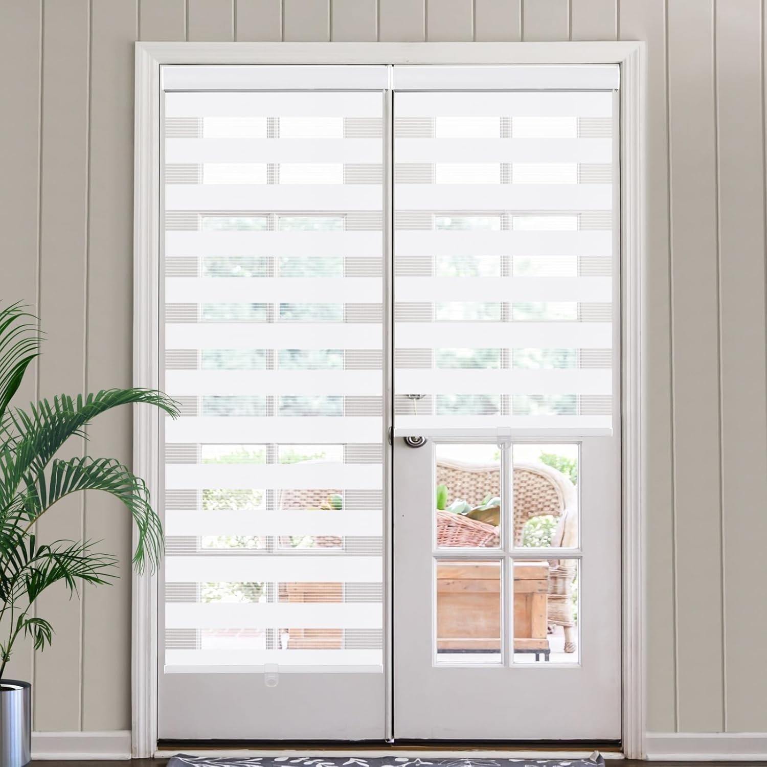 Cordless Zebra Blinds Light Filtering Window Shades for Door Bedroom Kitchen