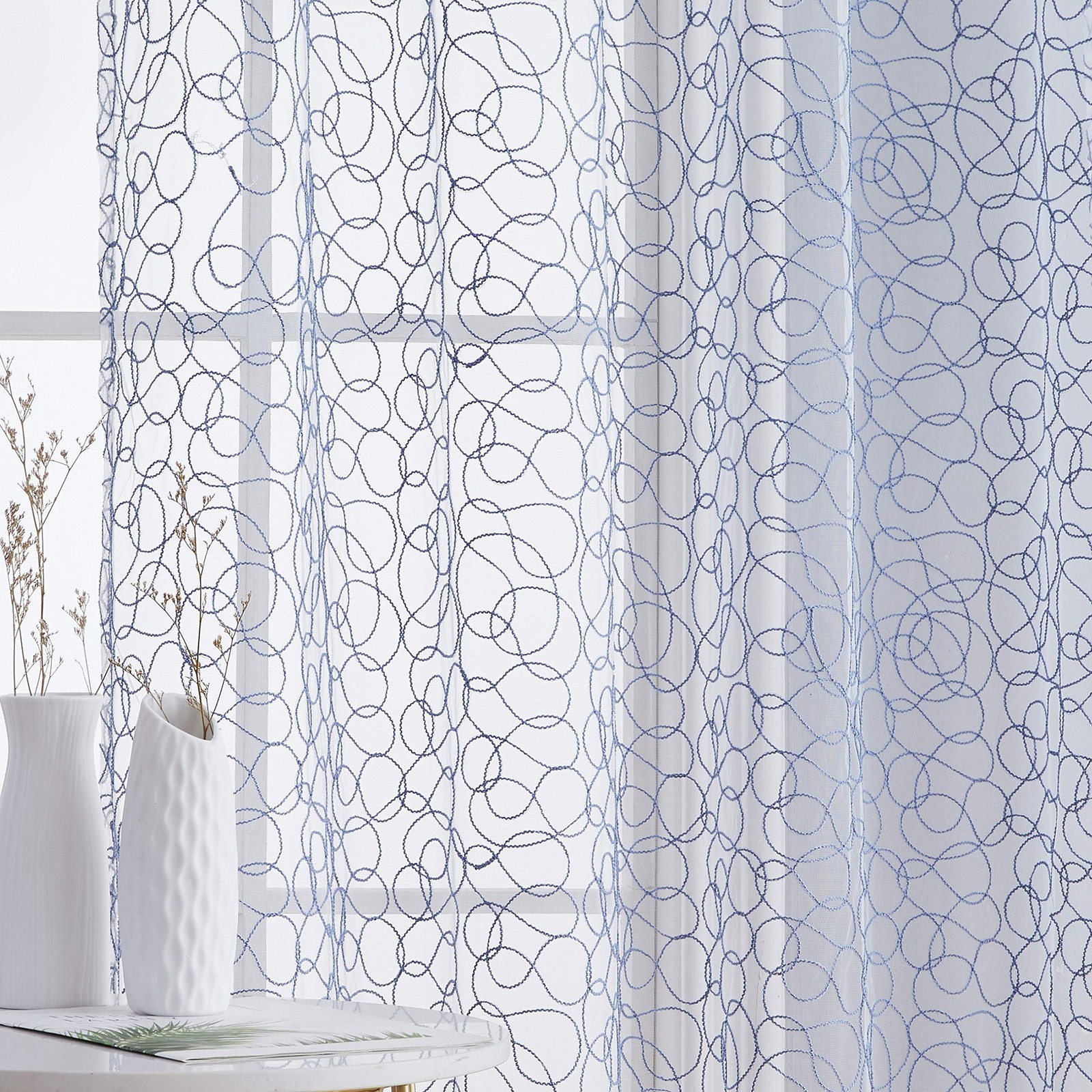 Hlc.Me Audrey Embroidered Premium Soft Decorative Sheer Voile Light Filtering