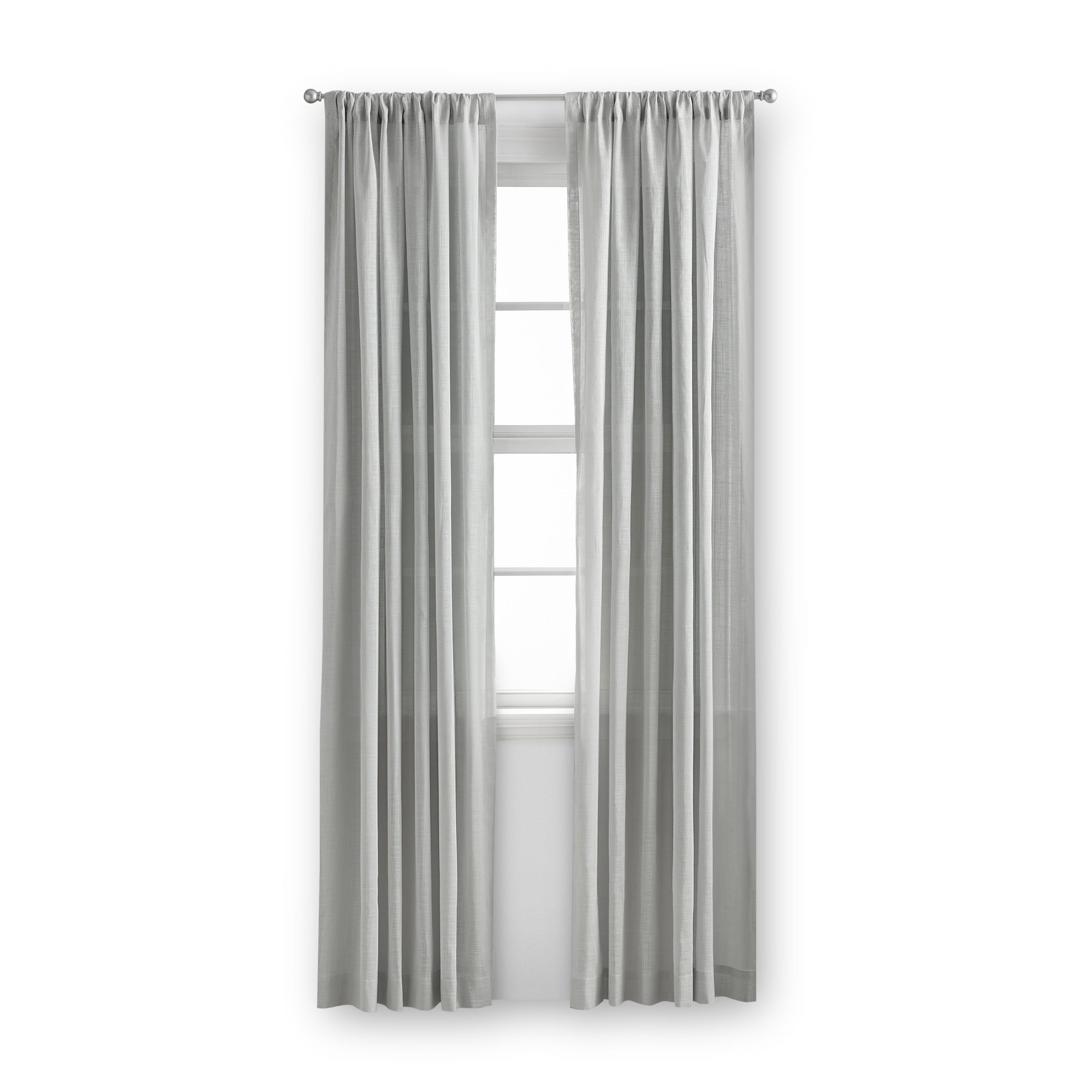 100% Cotton Indoor Sheer Rod Pocket Single Curtain Panel , White , 50″ W x 63″L