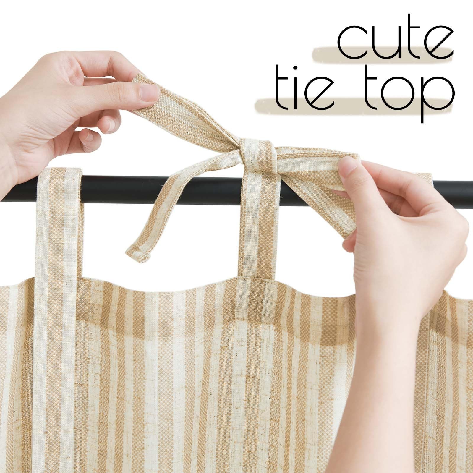 jinchan Tie Top Linen Kitchen 26″W x 24″L (Pack of 2), Striped Beige