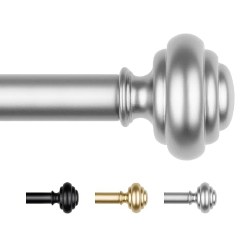 Curtain Rods for Windows 48 to 84 Inches (4-7ft) Heavy Duty 48-84″ Silver