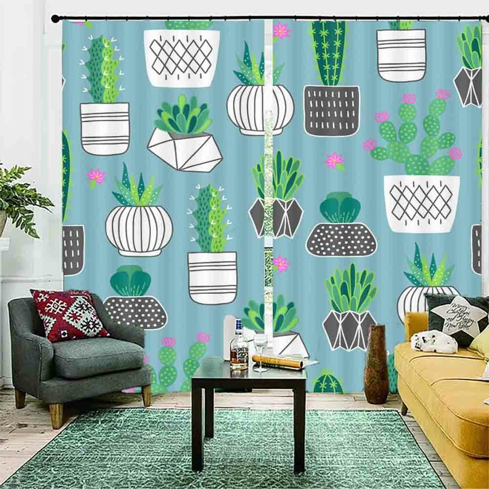 Many Green Cactus Thorn 3D Curtain Blockout Photo Printing Curtains Drape Fabric