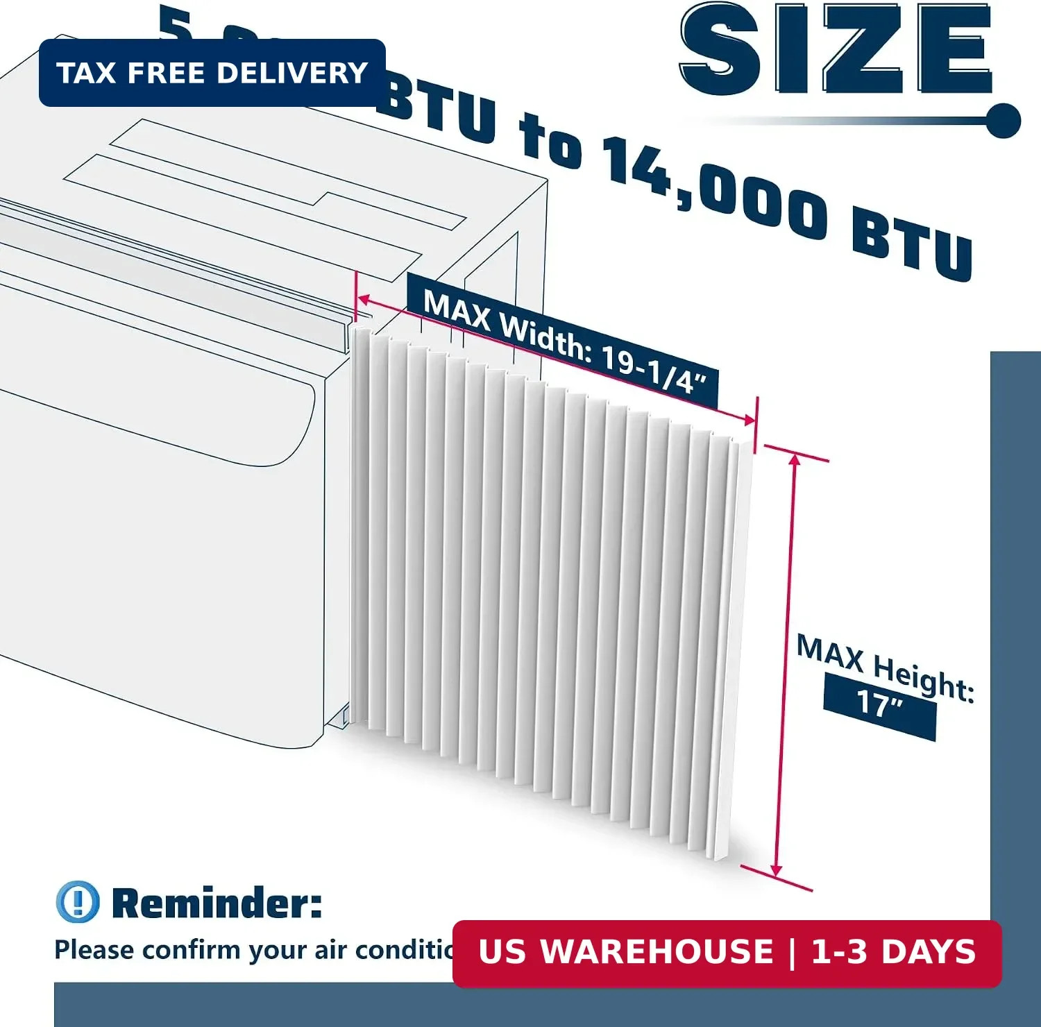 Window AC Side Panels Kit Extra Wide Window AC Sides 17″ H x 19-1/4″ W