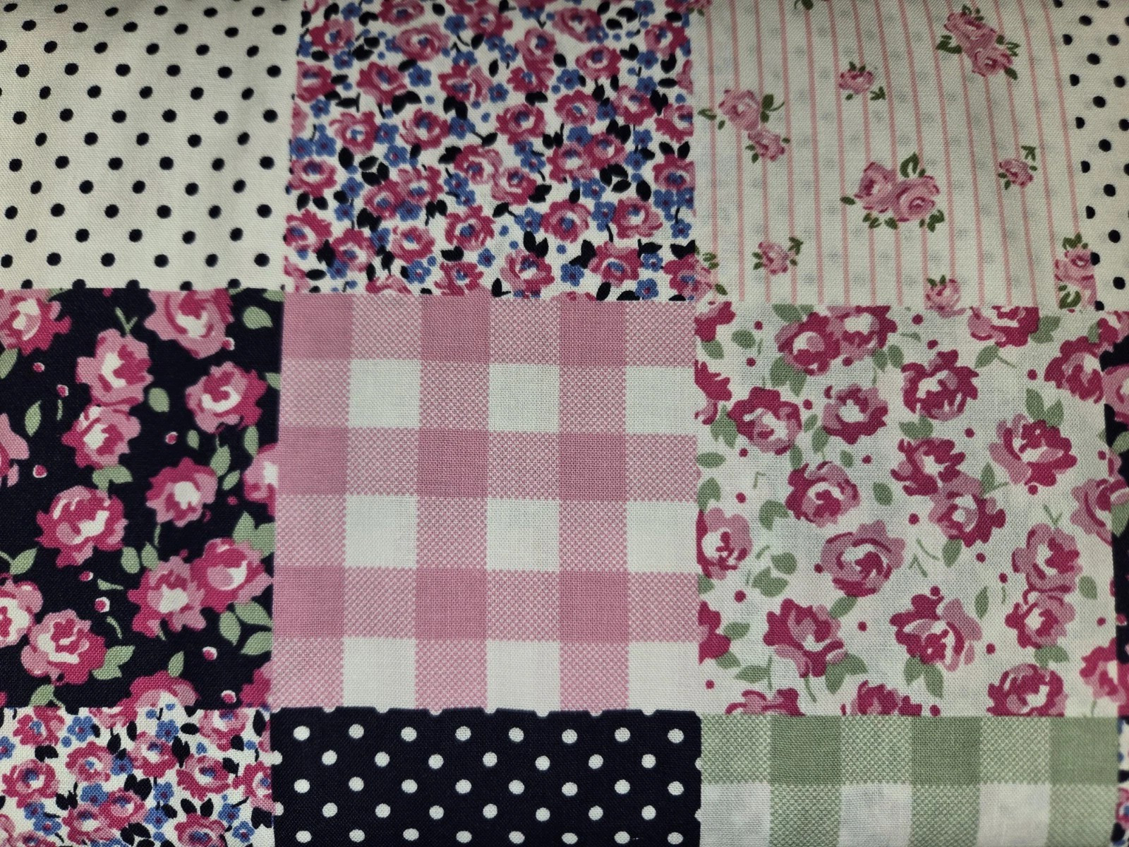 LINED WINDOW VALANCE CURTAIN 42 X 15 PREPPY PATCH PATCHWORK FLORAL
