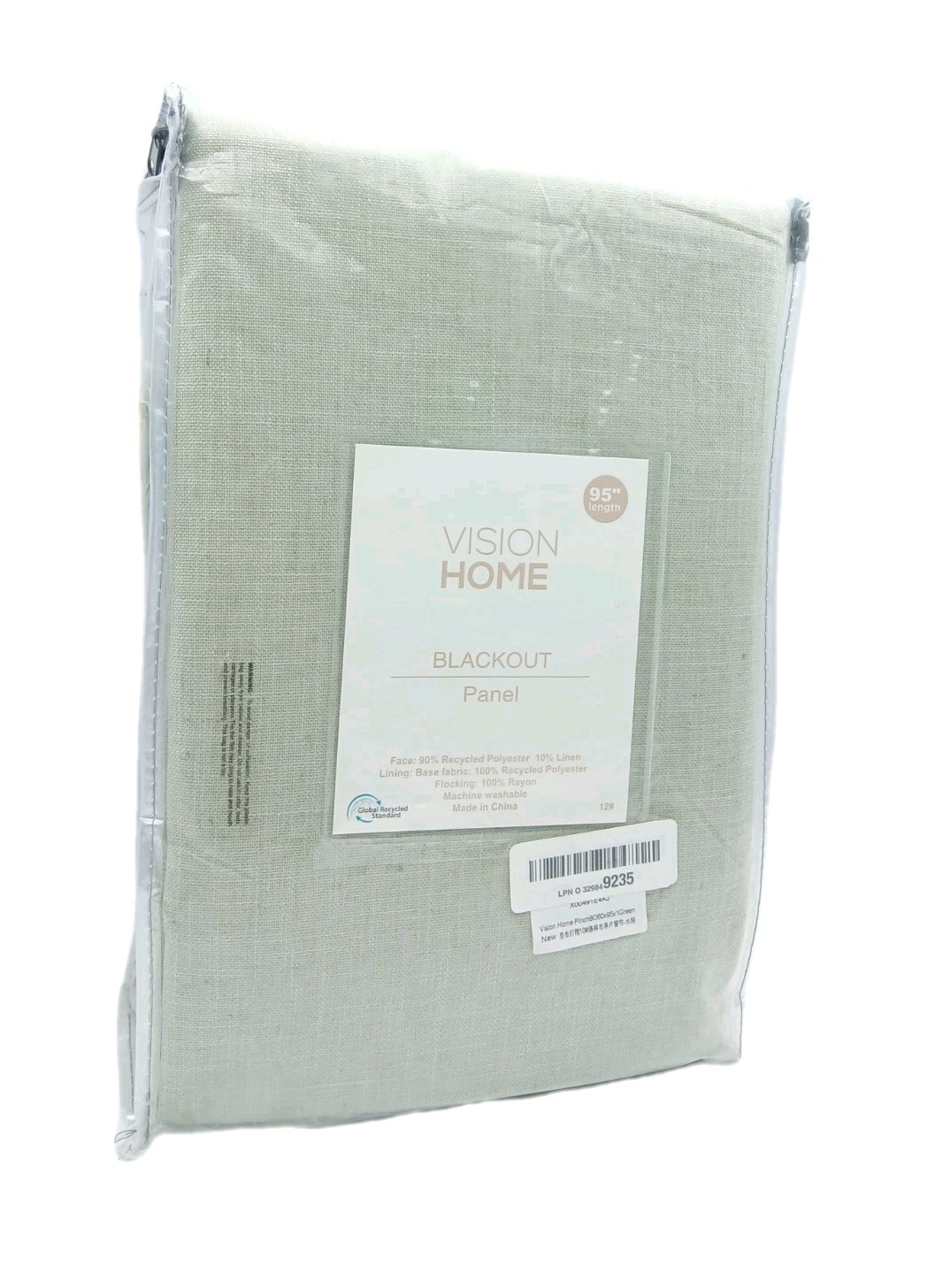 Vision Home Light Green Pinch Pleat 60×95″ Panel Blackout Curtains