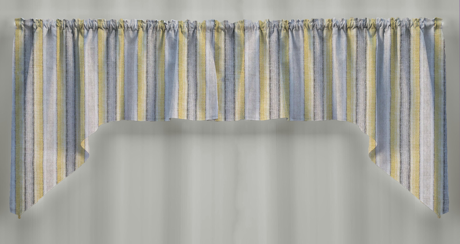 Yellow Gray Beige Stripes Swags, Valances or Curtains