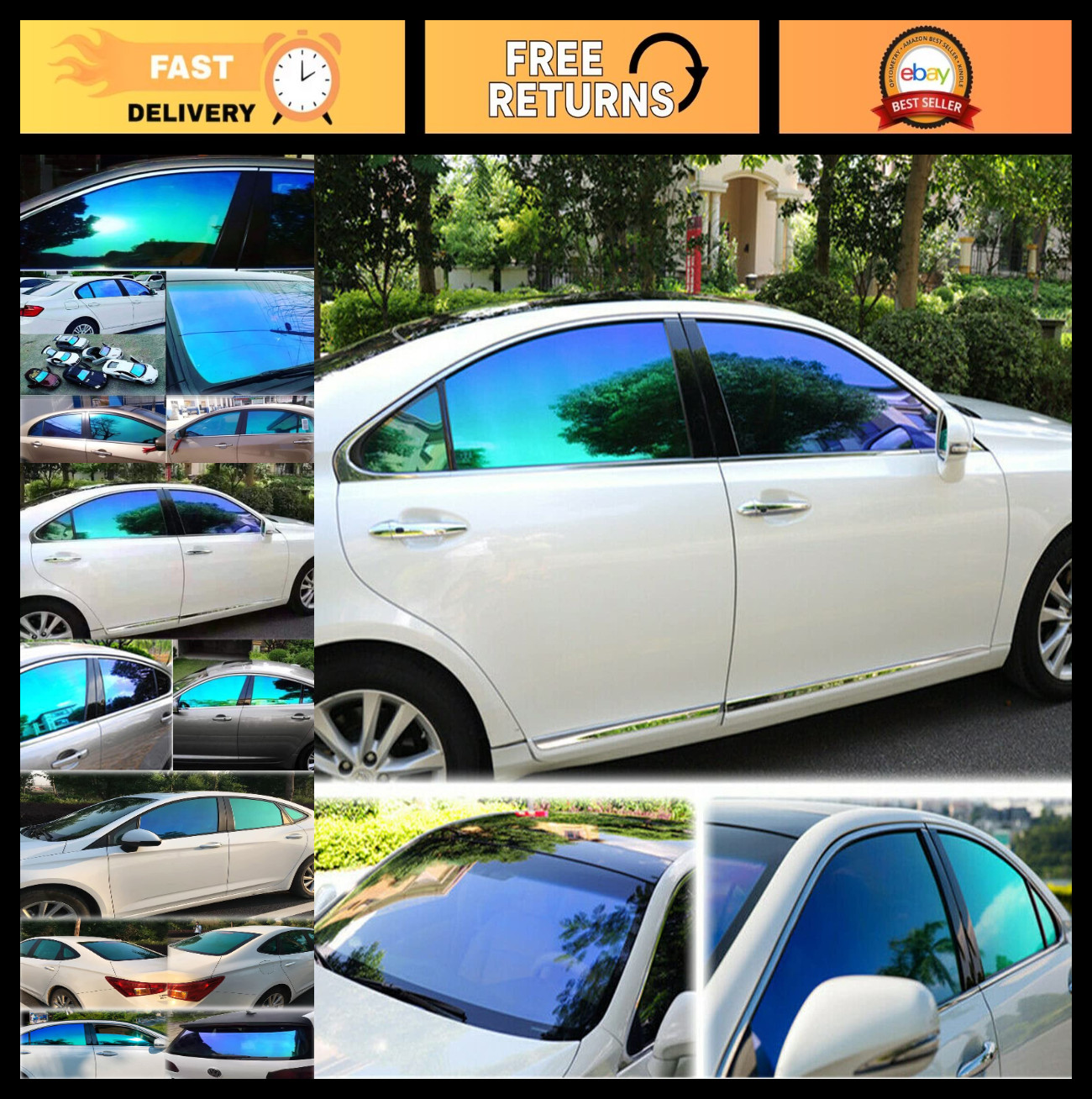 Purple Blue Car Window Tint Film – UV Protection, Scratch Resistant, 60% VLT, 29