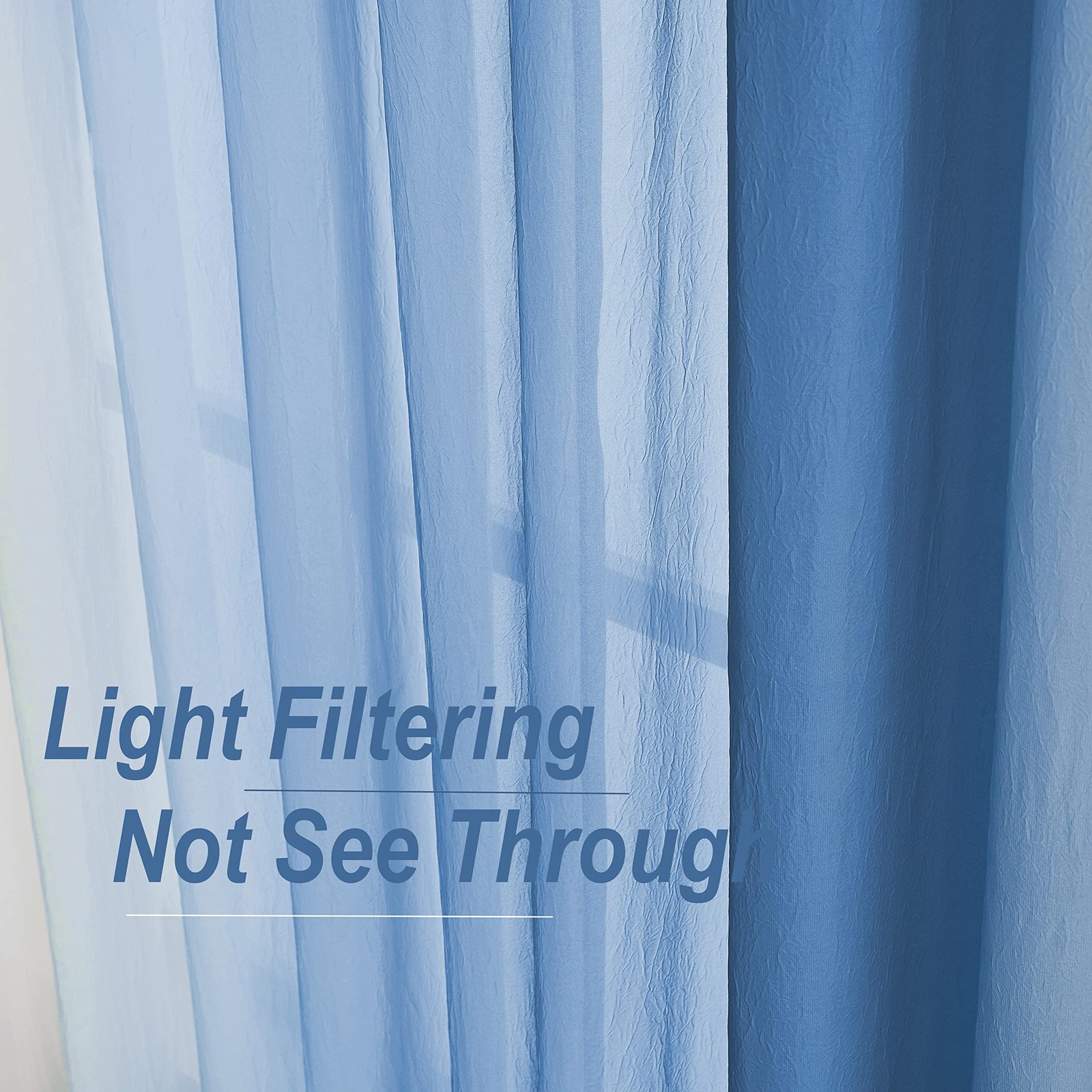 Purainbow Blue Ombre Sheer Curtains 84 Inch Length For Living Room Bedroom