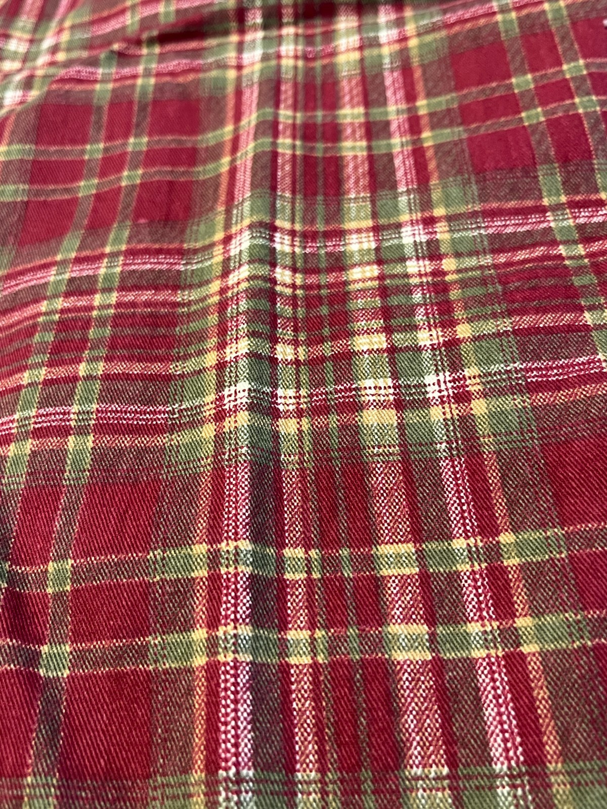 Springs Global Valance Dark Red Green Gold Plaid Cotton 13×60