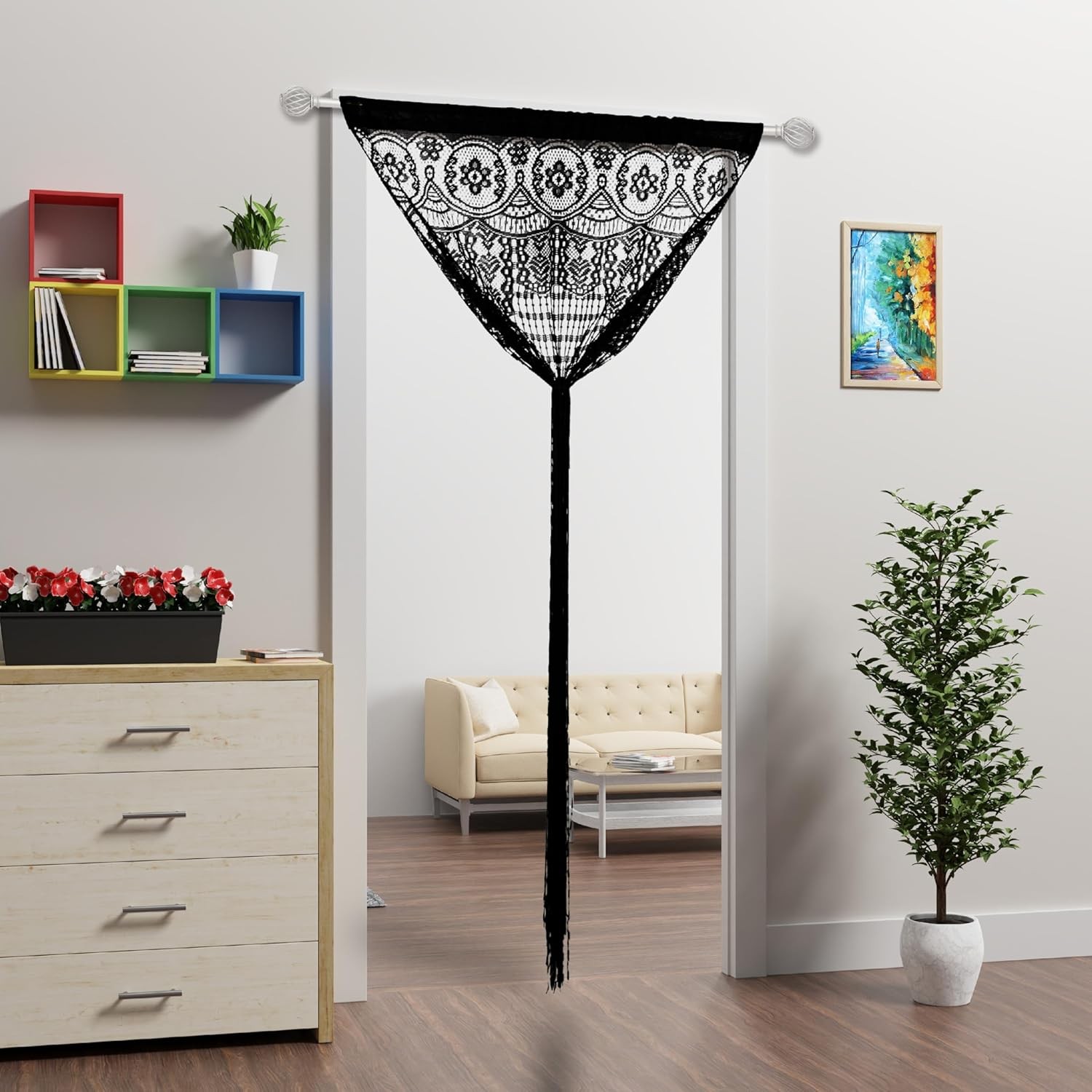Lace Door String Curtain for Doorways，Bohemian Curtains Window Wall Closet