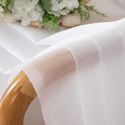Sheer Valances for Windows 2 Pack, Small Window 42″W x 14″L (Pack of 2) White