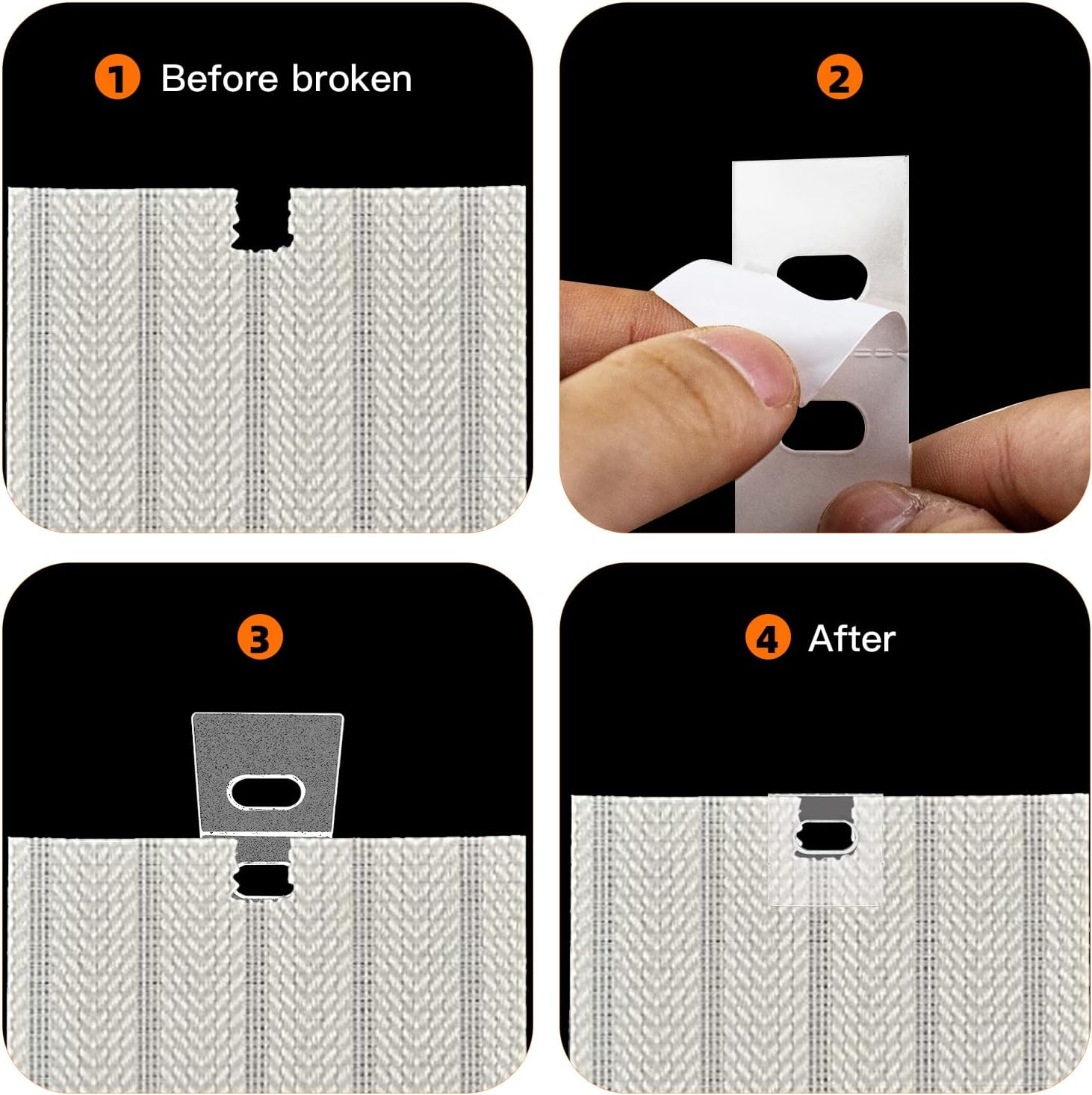 60PCS Clear Vertical Blind Repair Tabs 30 Sets Blind Fixer Kit PVC Snap-In