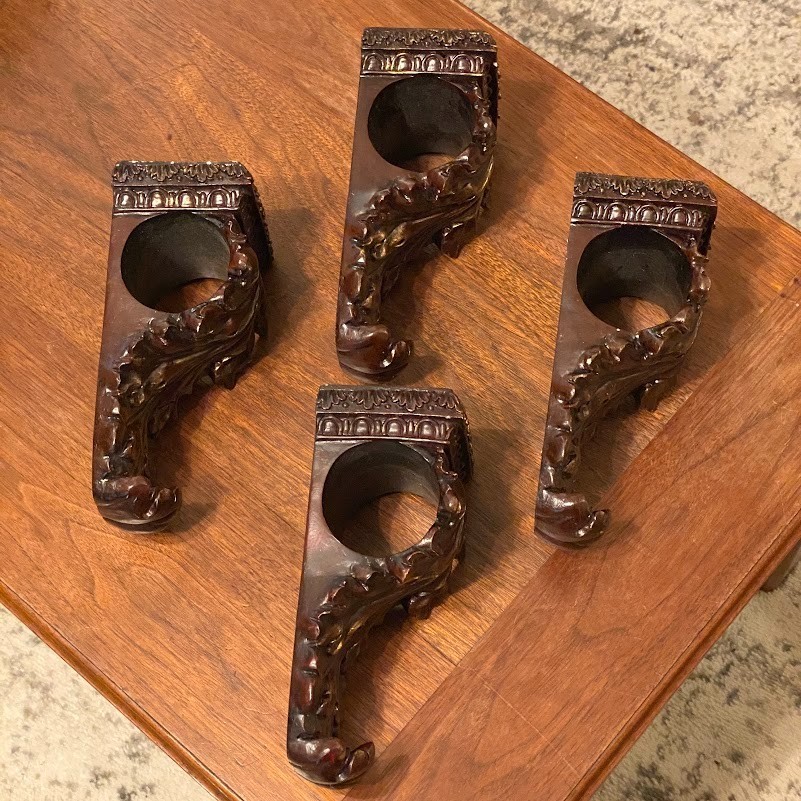 Wall Drapery Sconce Corbels Vintage Curtain Rod Swag Holders Bracket ~ Set of 4