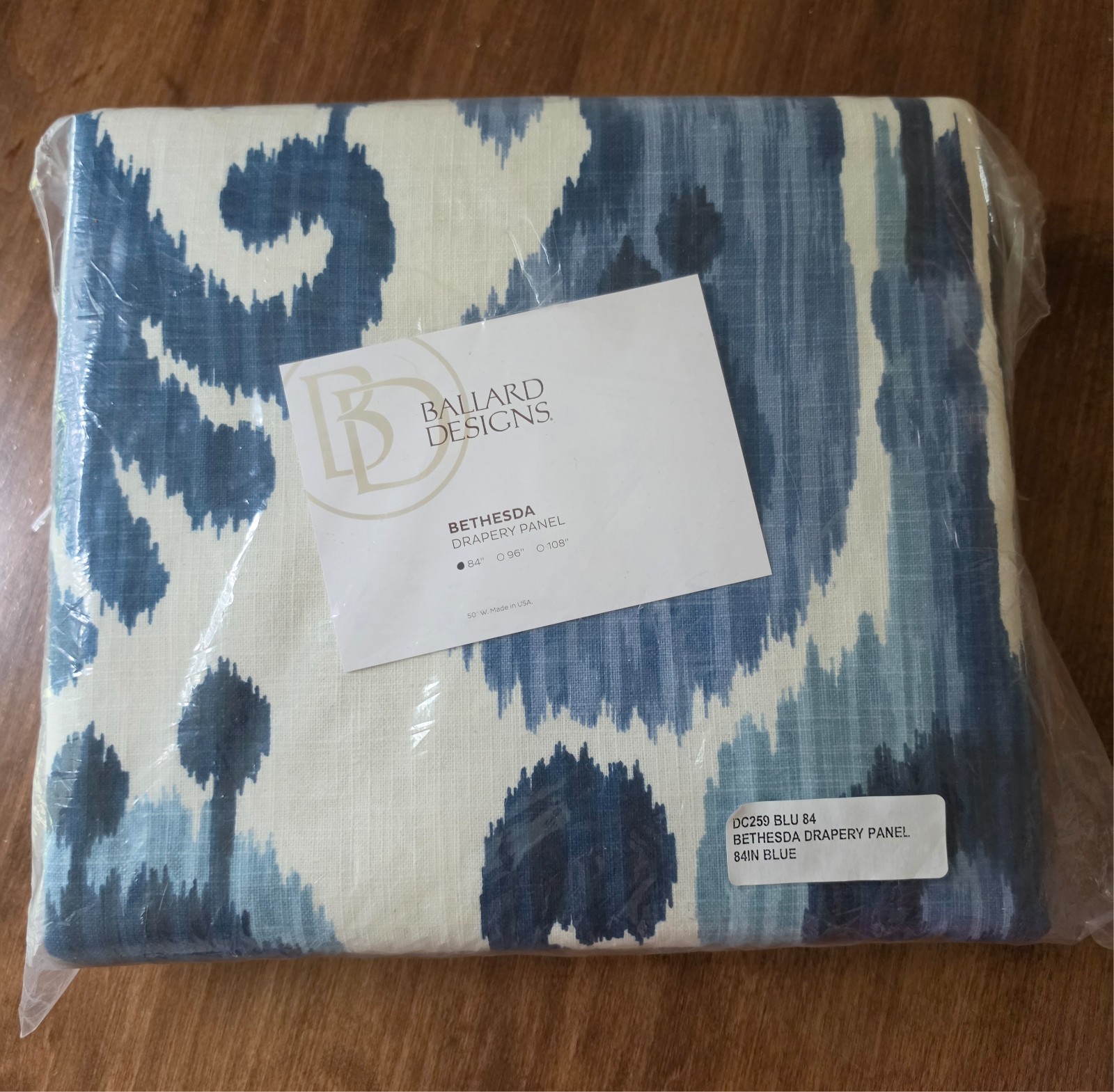 Ballard Designs Bethesda Drapery Panel 50″W 84″L Ikat Pattern