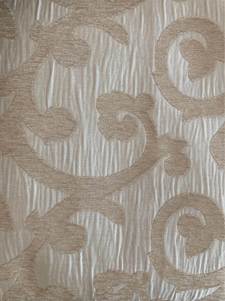 2 Extra Long/Wide 99W x 100L CUSTOM Beige Background with Cream Pattern Curtains