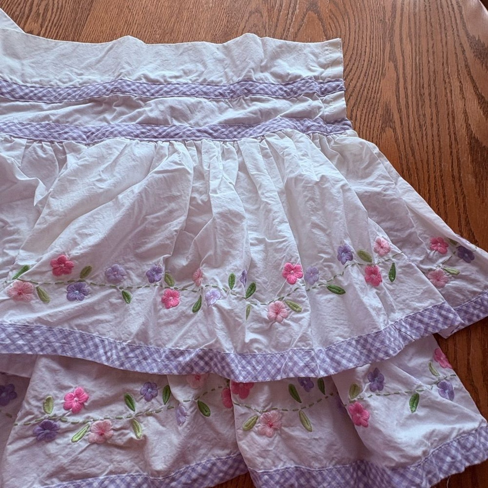 Pottery Barn Kids Custom White Floral Lavender Check Valance Window Treatment