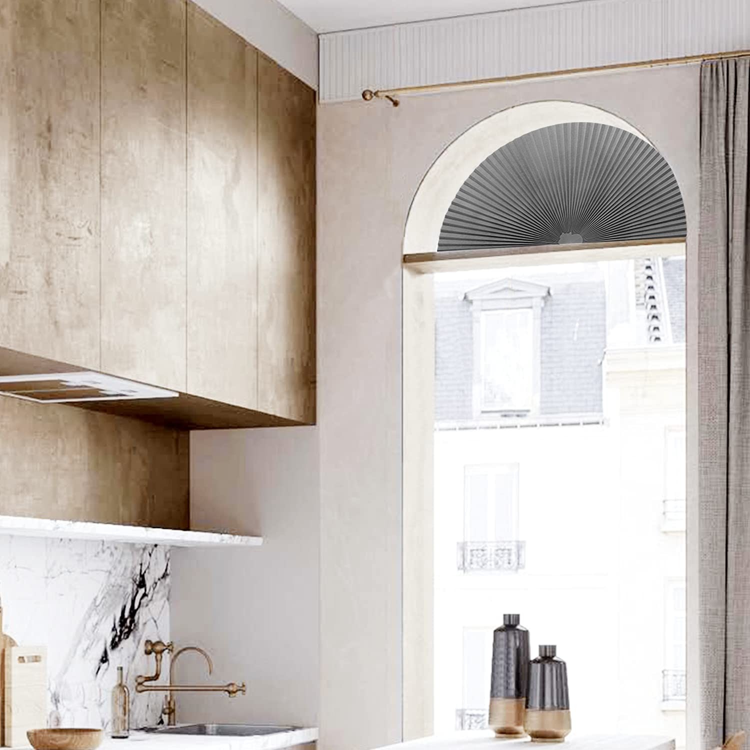 Arch Window Pleated Blinds Easy Cut and Install Pleated Shades Fliterling Lin…