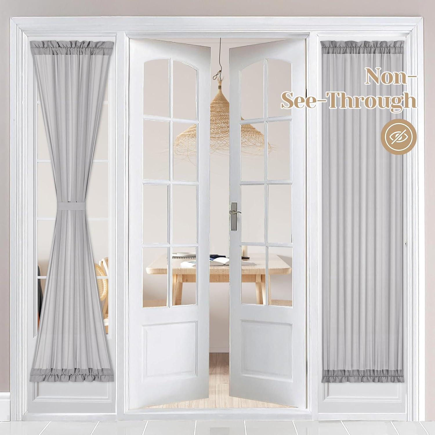 Non-See-Through French Door Curtains Set of 2 for Front Door, Light Filtering Pr
