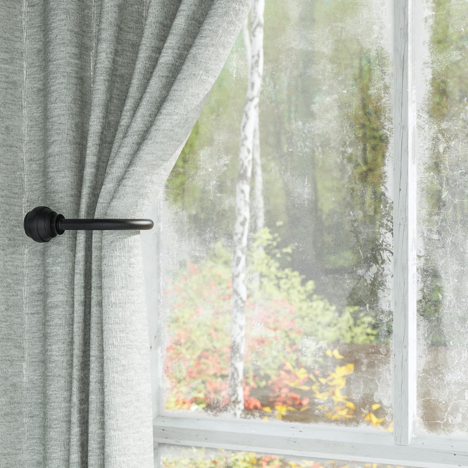 Hion Curtain Holdbacks Black 2pcs, Curtain Tiebacks Wall Mounted Curtain Hook…